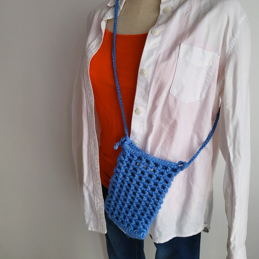 Handmade Crochet Crossbody Bag | Blue