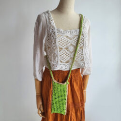 Handmade Crochet Crossbody Bag - Green