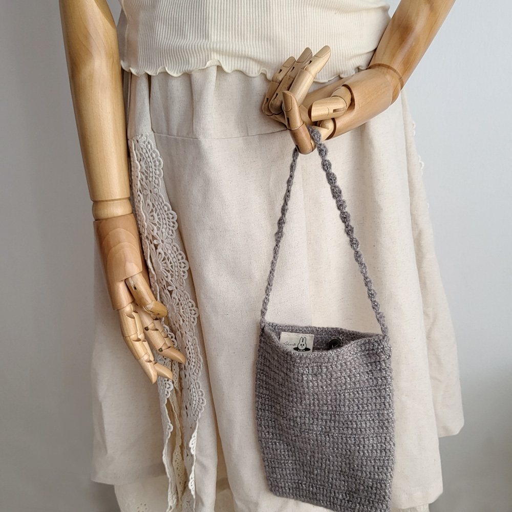 Handmade Crochet Handbag - Silver